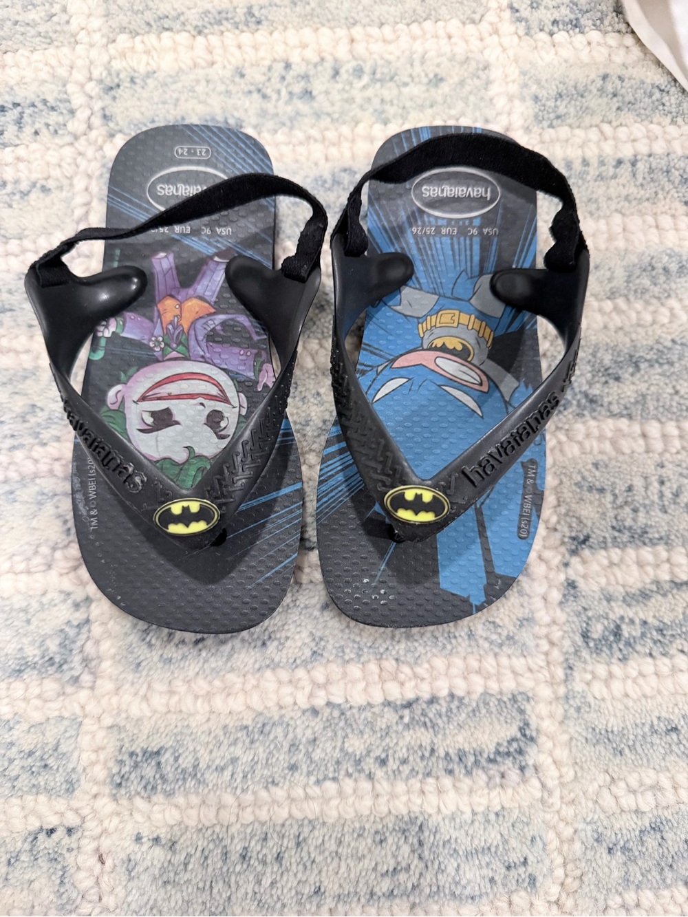 Havaianas Kids' Batman & Joker Black Blue Flip-Flops with Heel Straps